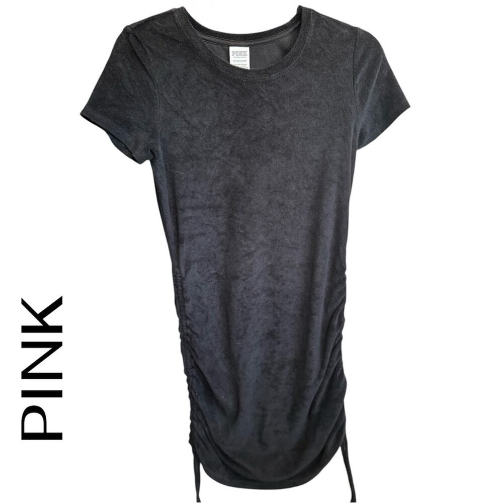 Victoria's Secret PINK Normcore Beach Terry Ruched Side Dress Black S